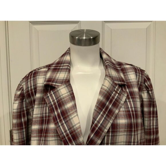 We The Free Red, White & Gray Plaid Alessandra Blazer W/ Notch Collar, Size XL - Picture 2 of 9